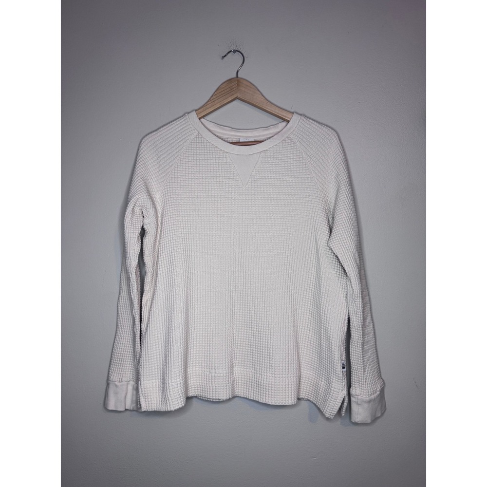 The North Face‎ Womens XL Cream Waffle Knit Cotton Pullover Raglan Crew Neck Top